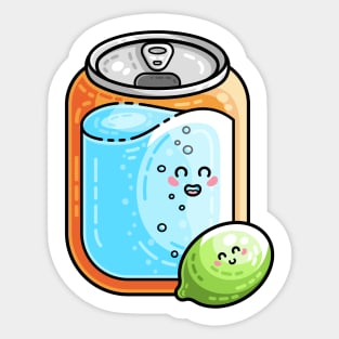 Kawaii Cute Lime and Soda Can Sticker